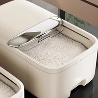 家の物语 日本食品级专用米桶防虫储米箱家用厨房面粉桶米缸大米收纳盒面桶 米白色小号米桶