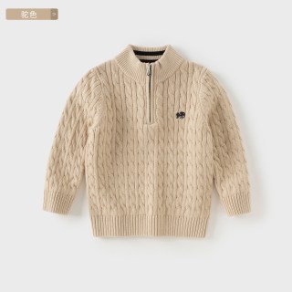 戴维贝拉儿童毛衣男童羊绒衫宝宝红色针织羊毛衫衣服上衣童装新年 驼色