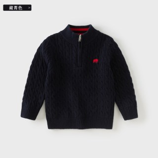 戴维贝拉儿童毛衣男童羊绒衫宝宝红色针织羊毛衫衣服上衣童装新年 藏青色