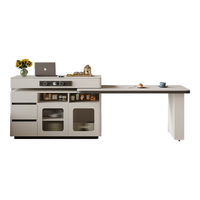 馨伊现代简约可旋转伸缩岛台餐桌奶油风一体式家用小户型开放厨房吧台 伸缩岛台（含柜）