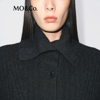 MO&Co.针织开衫2025冬含羊驼毛牦牛绒海军领高领毛衣外套MBE4CAR017 炭黑花灰色 S /160