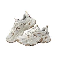斯凯奇（Skechers）2024夏季增高厚底运动鞋女透气 乳白色/棕色/OWBR 39.5