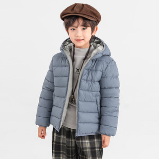 多多家男童棉服2025秋冬款连帽保暖轻盈时尚上衣儿童运动休闲防泼水外套 黑色 120