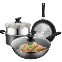 炊大皇 B50052 不粘锅具套装 30cm+26cm+22cm 星空麦饭石色