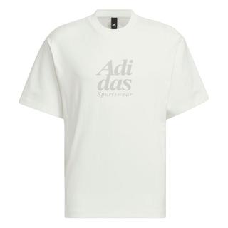 adidas休闲宽松上衣圆领短袖T恤男装夏季阿迪达斯轻运动 汉玉白 3XL