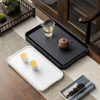 茶盘家用小型密胺沥储水式茶台功夫茶具茶海干泡台托盘排水 密胺流水茶盘(小号)-深红【蓄排两用】
