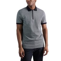 HAGGAR 男式优质舒适四分之一拉链短袖 Polo 衫, 黑色