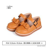 泰兰尼斯女宝宝汉服鞋软底休闲鞋公主小皮鞋可爱古风童鞋 黄色/ 23码