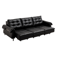 芝华仕（CHEERS）头等舱真皮大黑牛劳伦斯客厅电动伸缩沙发床折叠两用30576黑2.64