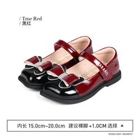 泰兰尼斯女宝宝汉服鞋软底休闲鞋公主小皮鞋可爱古风童鞋 黑红 30码