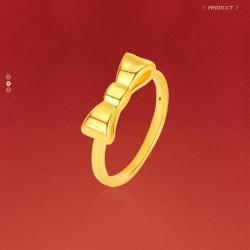金六福吉祥 黄金戒指 甜心蝴蝶结 0.45g