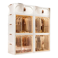 美煮妇 简易衣柜免安装家用衣服折叠收纳柜子储物儿童宝宝衣橱卧室1 68CM宽-1层实色衣柜+2层收纳箱