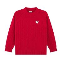 左西童装男童红色毛衣儿童加厚针织衫新年服冬装2024男孩冬季