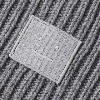 Acne Studios 羊毛黑色笑脸针织毛线帽纯羊毛针织帽