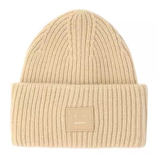Acne Studios 羊毛黑色笑脸针织毛线帽纯羊毛针织帽