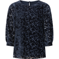 玖姿·安娜蔻法式复古浪漫丝绒烧花休闲宽松上衣女2024秋季 丈青 S