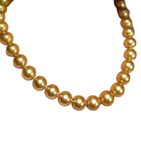 时岛DL胖东来同款珍珠项链金色天l然海水南洋珍珠母贝金珠菲律宾浓 12mm(高贵)长-50cm