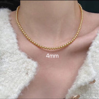 时岛DL胖东来同款珍珠项链金色天l然海水南洋珍珠母贝金珠菲律宾浓 4mm(精致)长-50cm