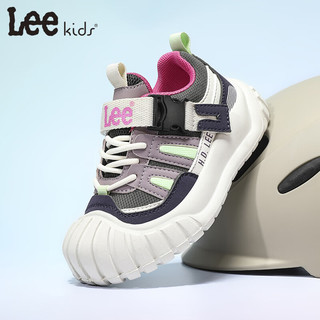LEE KIDS童鞋秋季儿童跑步鞋男大童时尚透气休闲鞋防滑运动鞋女童 灰紫 33 【脚长207mm】