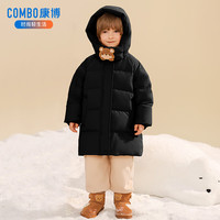 秀秀美 康博小童女童男童中长款手套羽绒服冬季儿童宝宝洋气加厚外套 黑色1002 120