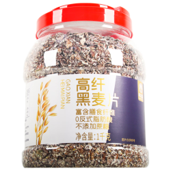 早之谷 高纤黑麦片谷物燕麦片1000g桶装营养早餐即食代餐麦片无添加 高纤黑麦片1000g