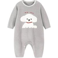 迷你巴拉 MINI BALA 巴拉婴儿衣服新生儿宝宝半边绒连体衣保暖可爱爬服秋冬款