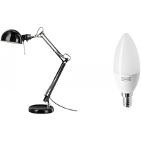 宜家(IKEA)FORSA芙萨台灯书桌灯办公桌可调节装饰简约寝室床头灯 黑色+灯泡 E14