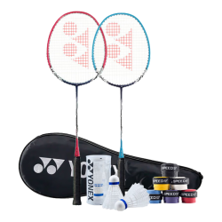 YONEX 羽毛球拍NR6i男女2支耐用型套装红蓝双拍已穿线含2条手胶+球