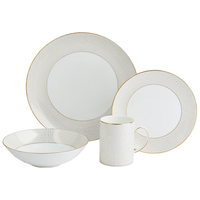 Wedgwood[圣诞礼物]金色几何餐具4件套骨瓷餐具家用一人食餐具单人碗盘