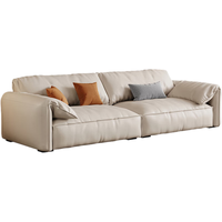 中派极简大象耳朵真皮沙发现代简约客厅直排小户型沙发意式轻奢奶油风 2.8米大四人位 标准版【桉木+纳帕真皮】