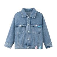 左西 女童牛仔外套衣服春秋款2024春装洋气女孩儿童夹克衫童装