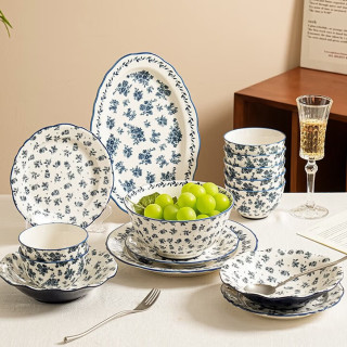 CERAMICS 复古蓝花碗盘 30件礼盒装