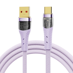 ROCK 6A快充 苹果15充电线  尼龙织 Type-C USB-A 紫 6A