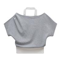 EGGKA拼接挂脖假两件斜肩短袖T恤女夏新款设计感宽松气质露肩上衣