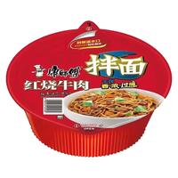 康师傅干拌面6盒/12盒卤香爆椒红烧麻辣香辣牛肉面多混合口味速食泡面 红烧牛肉面 【6碗干拌面】