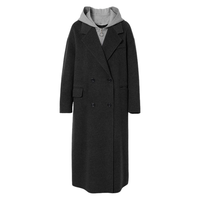 伊芙丽 高质羊毛羊绒两穿式可脱卸帽大衣毛呢外套2025冬