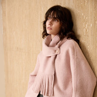 三彩2025冬季双面呢大衣毛呢围脖外套 XL 170/92A