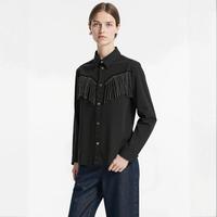 ZARA 【复古街潮】女式纯棉铆钉流苏设计高级百搭透气翻领外套