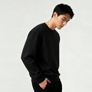 MARKLESS卫衣男士100%棉秋季休闲圆领上衣内搭套头衫0434 星空黑 L