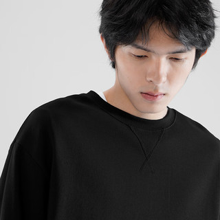 MARKLESS卫衣男士100%棉秋季休闲圆领上衣内搭套头衫0434 星空黑 L