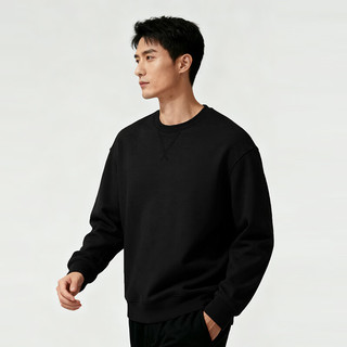 MARKLESS卫衣男士100%棉秋季休闲圆领上衣内搭套头衫0434 星空黑 L