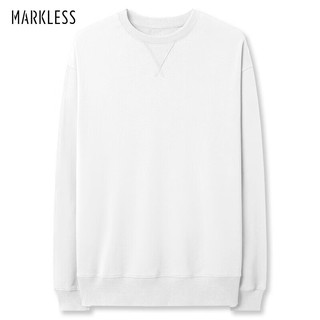 MARKLESS卫衣男士100%棉秋季休闲圆领上衣内搭套头衫0434 云朵白 XL
