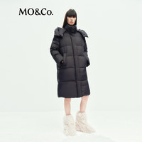 MO&Co.【active系列】羽绒服2025冬90鹅绒可拆帽长款抽绳MBE4EIN024 黑色 XS /155