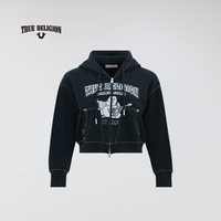 真实信仰 女士宽松休闲短款连帽衫 TR243CMWHD01D