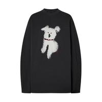 MO&Co.长袖T恤2025冬棉质萌宠系列抽象小狗怀旧印花宽松MBE4TEET05 钢灰色 S /160