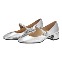 73Hours赵露思同款女鞋突然可爱24春秋法式银色玛丽珍鞋女单鞋 38