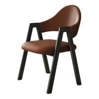 汉唐双盛餐椅家用轻奢感餐桌椅子铁艺靠背凳子现代简约餐厅椅子扶手椅子 【优质皮革款】深棕纳帕皮-黑腿