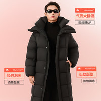 美力城 男士长款连帽加厚鹅绒羽绒服 黑色 L