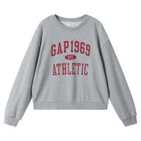 Gap女装2024秋季款纯棉ogo宽松圆领卫衣美式落肩袖上衣640337