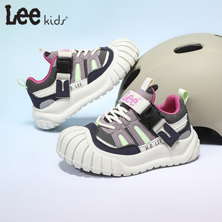 LEE KIDS童鞋秋季儿童跑步鞋男大童时尚透气休闲鞋防滑运动鞋女童 灰紫 33 【脚长207mm】